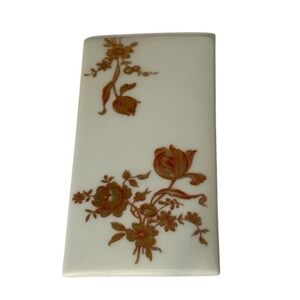 RARE Antique Limoges France Ceramic Wall Tile Panel Floral Elegant Red Gold Tone